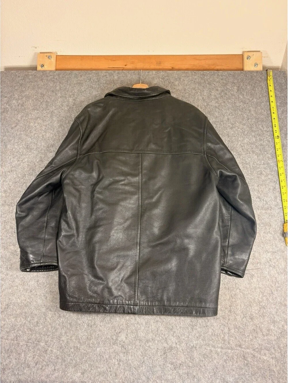 Vintage J.Crew Trench Heavy Leather Coat Size Men’s Large Dark Brown